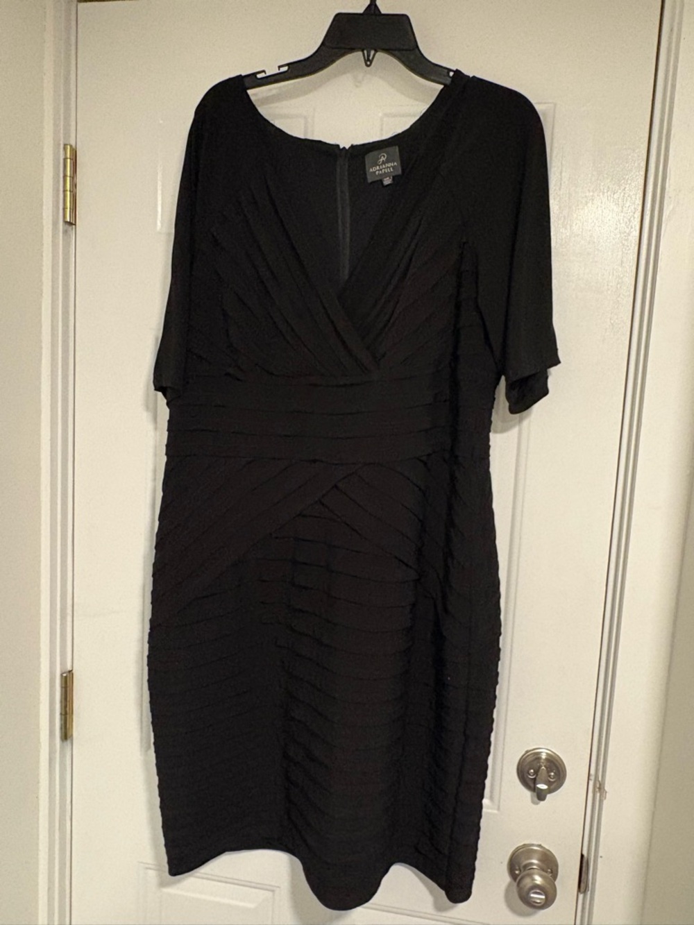 Adrianna Papell Black Textured Midi Dress